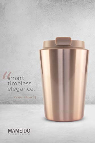 MAMEIDO Taza termica 350ml Rosé Quartz - Termo café para llevar acero inox sin BPA, Antigoteo, Vaso termico café y té… - Imagen 3