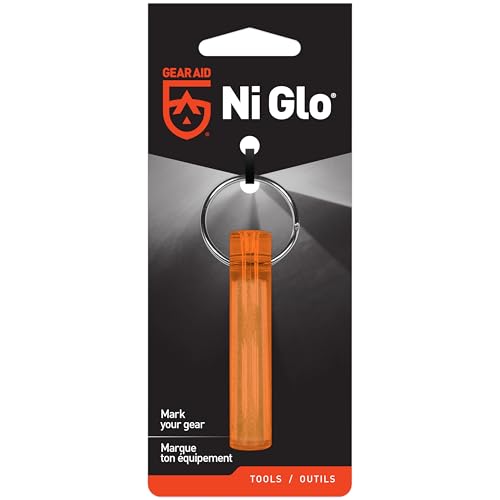 Image of GEAR AID Ni Glo 2 inch UV Rechargeable Glowing Keychain - Multi-Purpose Glow-in-the-Dark Accessory for Camping