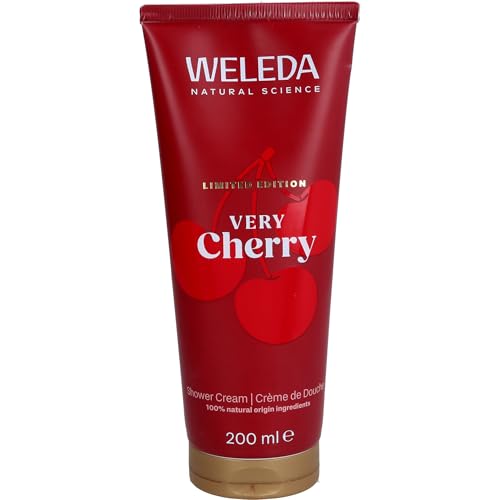 WELEDA Gel de ducha Bio Very Cherry Limited Edition – Jabón de ducha natural para mujeres y hombres con aroma a cereza, cuidado natural de la piel ducha para limpiar la cara y el cuerpo (vegano, 200