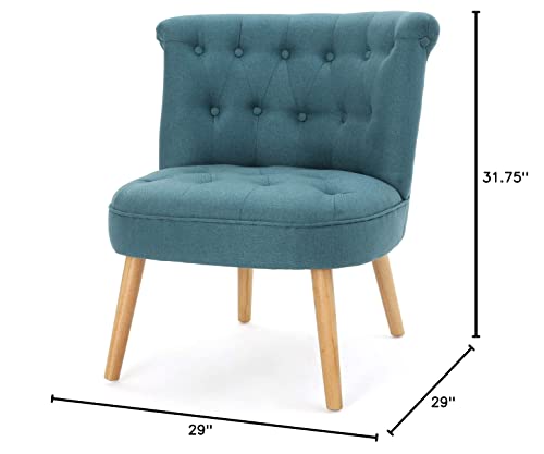 Gdf Studio Donna Mid Century Fusion Dark Teal Button Tufted Fabric Chair #TOP2