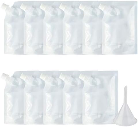 Wobe 15pcs 8oz 230ml Drinks Flasks Plastic Liquor Pouch Drinking Flasks Concealable Plastic Flasks with Plastic Funnel Cruise Bag Kit Clear Foldable Water Bottle for Spirits Booze Alcoho