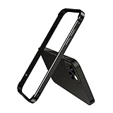 iphone13 mini 用バンパー アイフォンミニ13 用ケース カメラレンズ保護 5.4インチ アルミ合金フレーム ストラップホール 耐衝撃 薄型 メタルカバー (スクラブブラック)