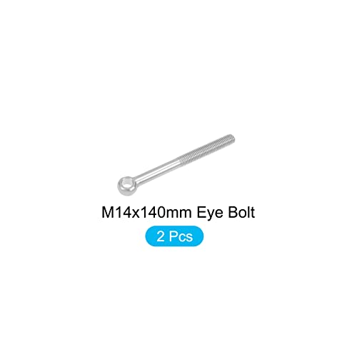 Image of METALLIXITY Shoulder Swing Lifting Bolt (M14x140mm) 2Pcs, 304 Stainless Steel Eye Bolts - for Home Renovation, Pipeline Gate Valves Fasteners, Silver