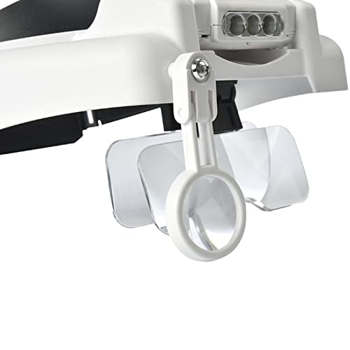 Lupa con diadema iluminada con lente intercambiable, 1.0X/1.5X/2.0X/2.5X/3.5X 8X Herramienta de reparación de lupa de visión