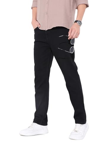 Image of The Indian Garage Co Men Slim Straight Fit Solid Mid-Rise Stretchable Jeans