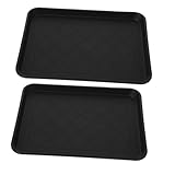 WOONEKY 2個多機能靴トレー 防水プラスチック製 ブラック 滑り止め加工 軽量設計 花鉢マット兼用 玄関や車内用収納トレイ