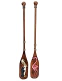 SET OF 2 NAUTICAL OAR PADDLE WITH FLAMINGO AND PELICAN WOODEN WALL ART DECOR 40