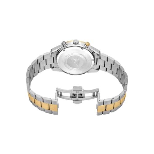 Image of Emporio Armani Men's Chronograph Watch, Silver and Gold Tone, 42 mm, Bracelet