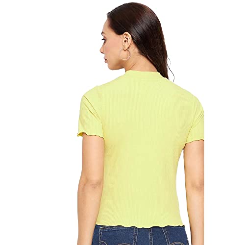 Image of Madame Solid Cotton Blend Womens Round Neck Top