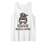 Cheer Bonus Mom Leopard Messy Bun Cheerleader Mother's Day Tank Top