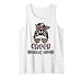 Cheer Bonus Mom Leopard Messy Bun Cheerleader Mother's Day Tank Top
