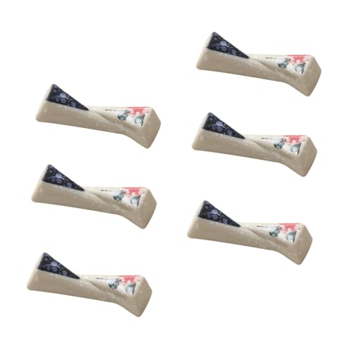 Operitacx 6個 和風陶磁器箸置き 滑り止め機能付きスプーンフォーク兼用 おしゃれな玉雪蘭デザイン 卓上整理に 食器安定と清潔保持用