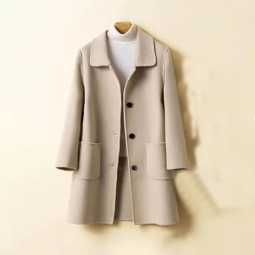 Lmdudan 2025 Winter Women Overcoat Long Sleeve Lapel Neck Single Breasted Coats Elegant Mid-Length Solid Outwear with Pocket3