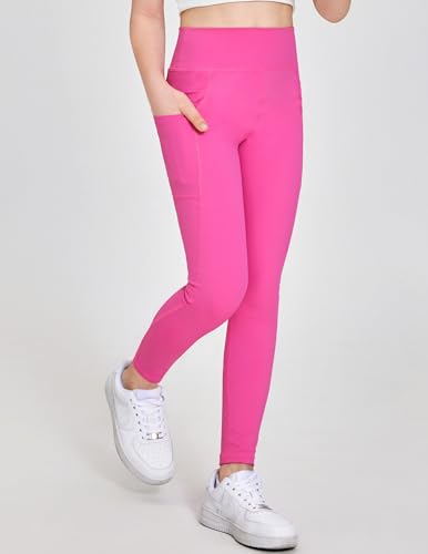 Zaclotre Girls Athletic Leggings with 4 Pockets High Waist Tights Kids Workout Yoga Pants for Running Dance4
