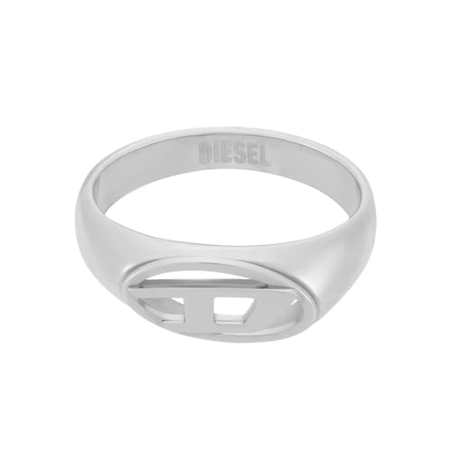 Diesel Herren Oval D Logo Silberfarbener Edelstahl Ring, DX15870409 – Ansicht 2