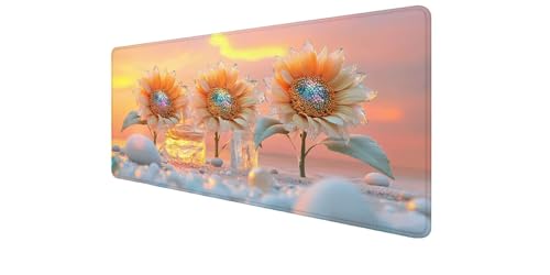 Desk mat motif tournesol pour aménager un espace télétravail agréable