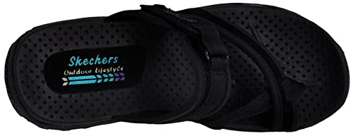 Skechers Women's-Reggae Rasta Thong Sandal, Black/Black/Black, 11 W US