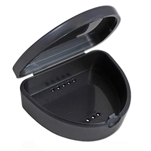Estuche dental delgado de ortodoncia - Opciones de color y brillo para retenedores, bandejas de blanqueo, dentaduras postizas y más (gris)
