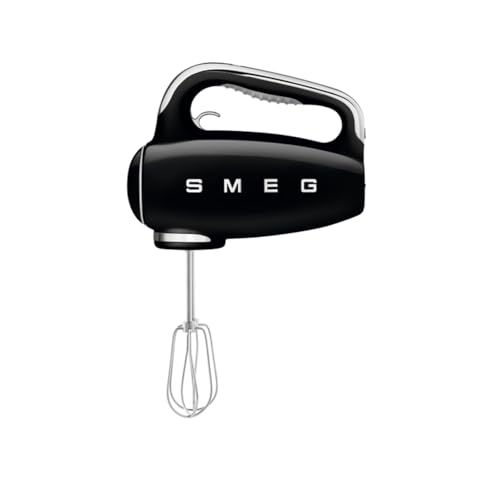 SMEG Black 50's Retro Style Electric Hand Mixer with Set of Beaters, Set of Dough Hooks and Set of Whisks