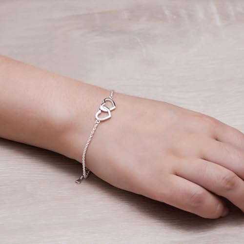 Philip Jones Sterling Silver Mother and Daughter Quote Heart Link Bracelet - Image 4