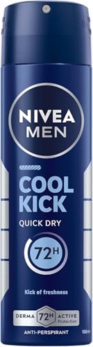 NIVEA MEN Cool Kick Spray 6 x 150 ml, Deodorante uomo per una protezione efficace 72h, Deodorante spray antitraspirante senza alcool e dermotestato dalla profumazione fresca e rivitalizzante