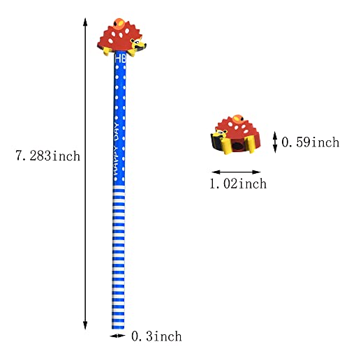 QDXATIVP 28PCS Fun Cute Pencils for Kids,Colorful Stripe with Assorted Fruit Animal Erasers Toppers,for School Office Classroom Supplies Students Children