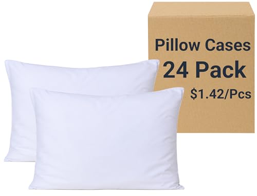 ZPECC White Pillow Cases Bulk 24 Pack - Standard Pillowcases with Envelope Closure Soft Brushed Microfiber Pillow Cover for Hotel Airb&bs Hospital Bedding Essential