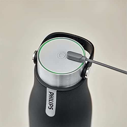 PHILIPS Water GoZero Self-Cleaning Smart Water Bottle Vacuum Stainless Steel Insulated Water Bottle with Handle Double-wall, Auto Cleaning, Keep Drink Hot or Cold, BPA Free