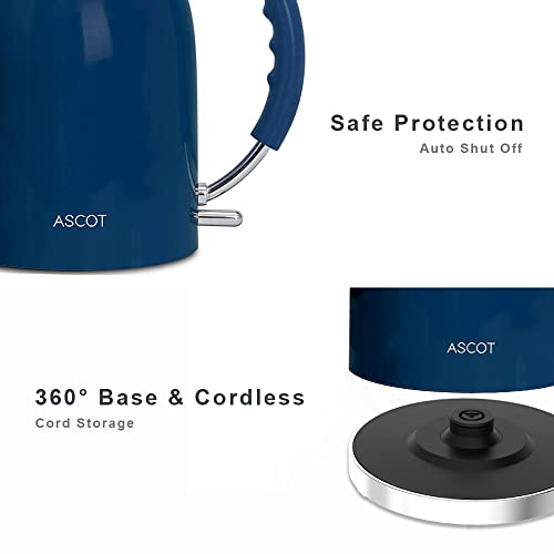 Electric Kettle, ASCOT Stainless Steel Electric Tea Kettle, 1.7L, 1500W