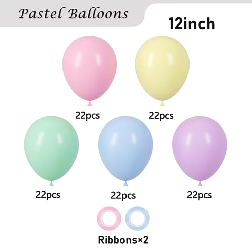 Image of Voircoloria 110pcs Pastel Balloons 12inch Macaron Latex Party Balloons for Graduation, Easter, Wedding, Birthday, Bridal Shower, Rainbow Party, Baby Shower, Anniversary Party Decorations