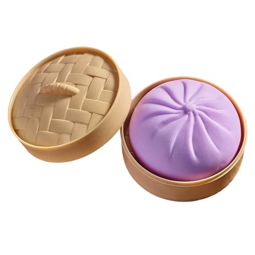 Giant Glitter Dumpling with Steamer Box, Mega Rainbow Dumplings, Cute Anxiety Relief Fidget Toy, Soft Squeeze Decompression Dough for Adults