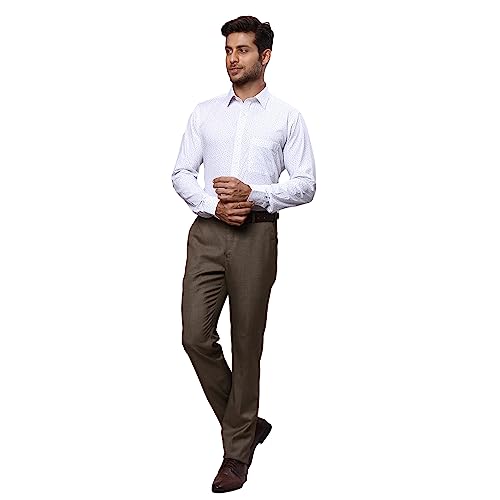 Image of Raymond Men's Pure Cotton Print Pattern Slim Fit Semi Cutaway Collar Full Sleeve Formal Shirt