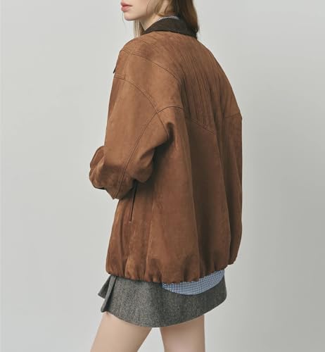 Blouson aviateur daim oversize de haute qualité et coupe chic ample