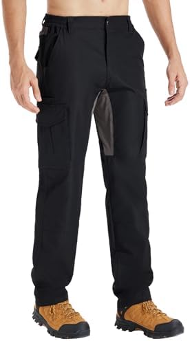 LOOGU Men's Water Resistant Tactical Pants, Ripstop Cargo Pants with 8 Pockets Hiking Work Outdoor