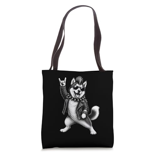 Bolsa Tote para amantes de perros Husky Punk Rock miniatura 1