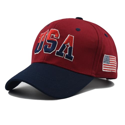 Image of USA Flag Baseball Cap American Patriotic Trucker Hat Father Dad Mother Mom Adjustable Sportswear Hat for Men Women Adults