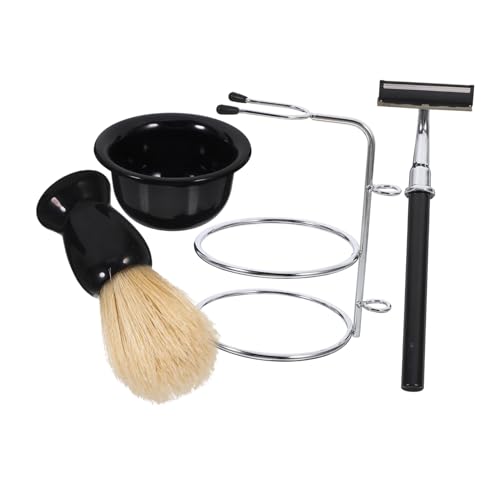 FRCOLOR Afeitar para Hombre con Brocha y Tazón Kit Completo de Manual Incluye Cuchilla y Soporte Accesorios de para Uso Diario Barbershop