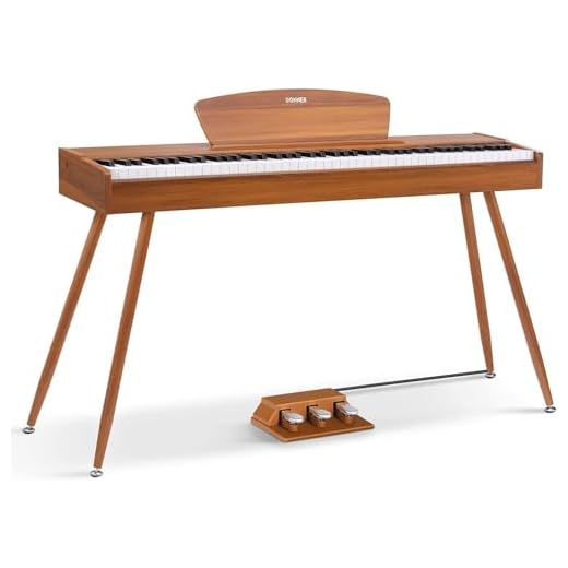 Donner DDP-80 Piano Digital 88 teclas contrapesadas, Madera Marrón - Acción de Martillo II, Doméstico de Tamaño Completo con Soporte, Pedal Triple y MIDI/USB, Ideal para Principiantes