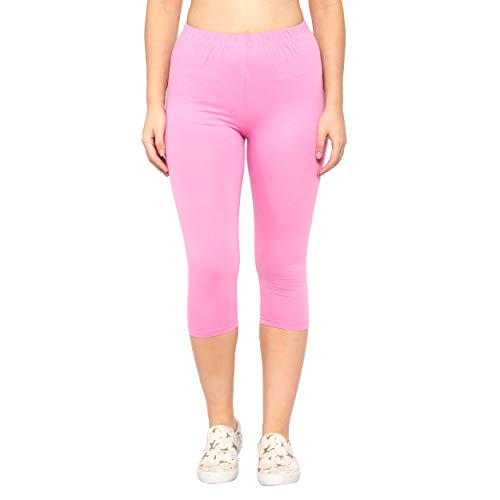Image of Irana Women Cotton Stretchable Capri | Slim /Regular Fit | Breathable Yoga, Gym & Lounge Wear | High-Waist Stretchable 3 /4 Length Leggings|Capri Pants for Women - Pack of 1