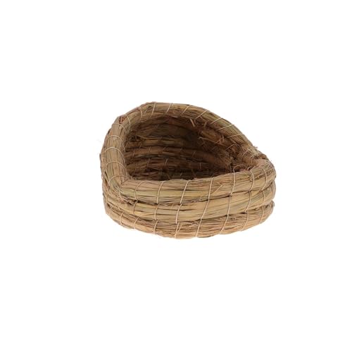 Straw Woven Button Quail Nest - Natural Handmade Chicken Nest House for Small Pets, Laying Box for Backyard Chickens, Guinea Pigs, Hamsters, Indoor/Outdoor Use