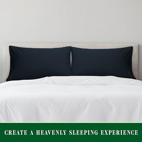 Image of Elegant Comfort Luxury Ultra-Soft 2-Piece Pillowcase Set 1500 Thread Count Egyptian Quality Microfiber Double Brushed-100% Hypoallergenic-Wrinkle Resistant, California King, Black