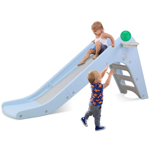 Arlopu Toddler Indoor/Outdoor Slide with Basketball Hoop