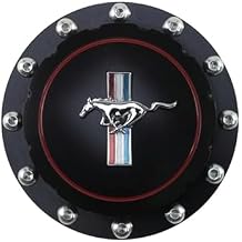 Scott Drake Billet Aluminum Gas Cap Featuring Official Ford Running Pony Emblem in a Black Anodized Finish, Compatible with 1964-1973 Ford Mustang, Model B-9030-H-BK