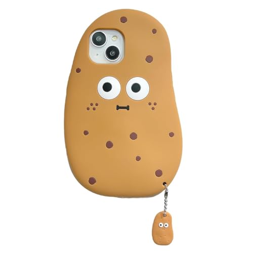 QoKcoahn Case Compatible with iPhone 17,3D Kawaii Cute Cartoon Potato Keychain Soft Silicone Funny for Women Girls Gel Protective Cover