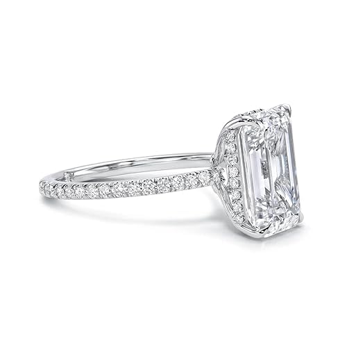 5 CT Emerald Moissanite Engagement Rings for Women Handmade Wedding Bridal Ring Set Solitaire Pave Hidden Halo Silver 10k 14k 18k Solid Gold Anniversary Promise Gifts (sterling-silver)4