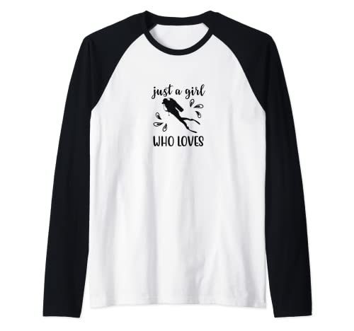 Just a Girl Who Loves Scuba Diving Diver Graphic Raglan Baseball Tee