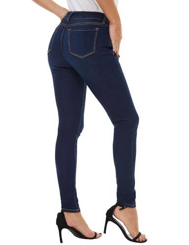 LICTZNEE Womens Skinny Jeans Mid Rise, Stretch Denim Jean Slim Fit Leg Elastic Waist Pants with Pockets3