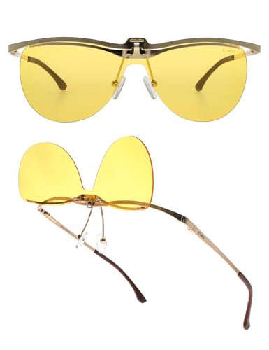 FAA'N Aviator Flip-Up Sunglasses for Men Women,Night Vision Tints,Oversized Frame,Polarized Uv Sport