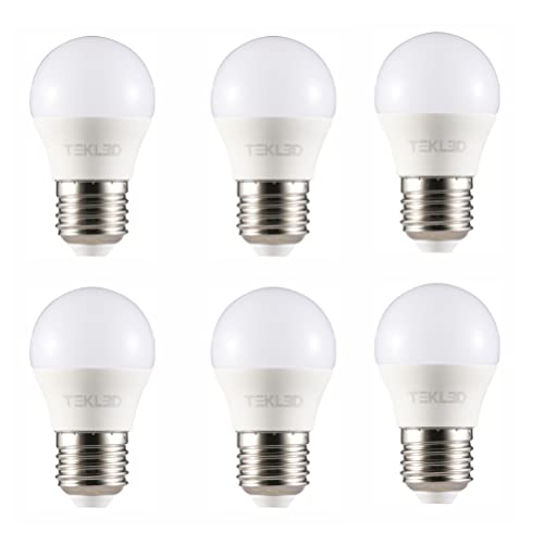 TEKLED® G45 Golf Ball DIMMABLE LED Bulbs | E27 Edison Screw | Energy Saving 5W Light Bulb 40W Incandescent Bulb Equivalent | 2700K 400LM | 6-Pack | Warm White