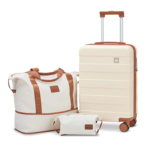 Valises 3 pièces en ABS imiomo avec bagage cabine 20 pouces et trousse de toilette pour avion
